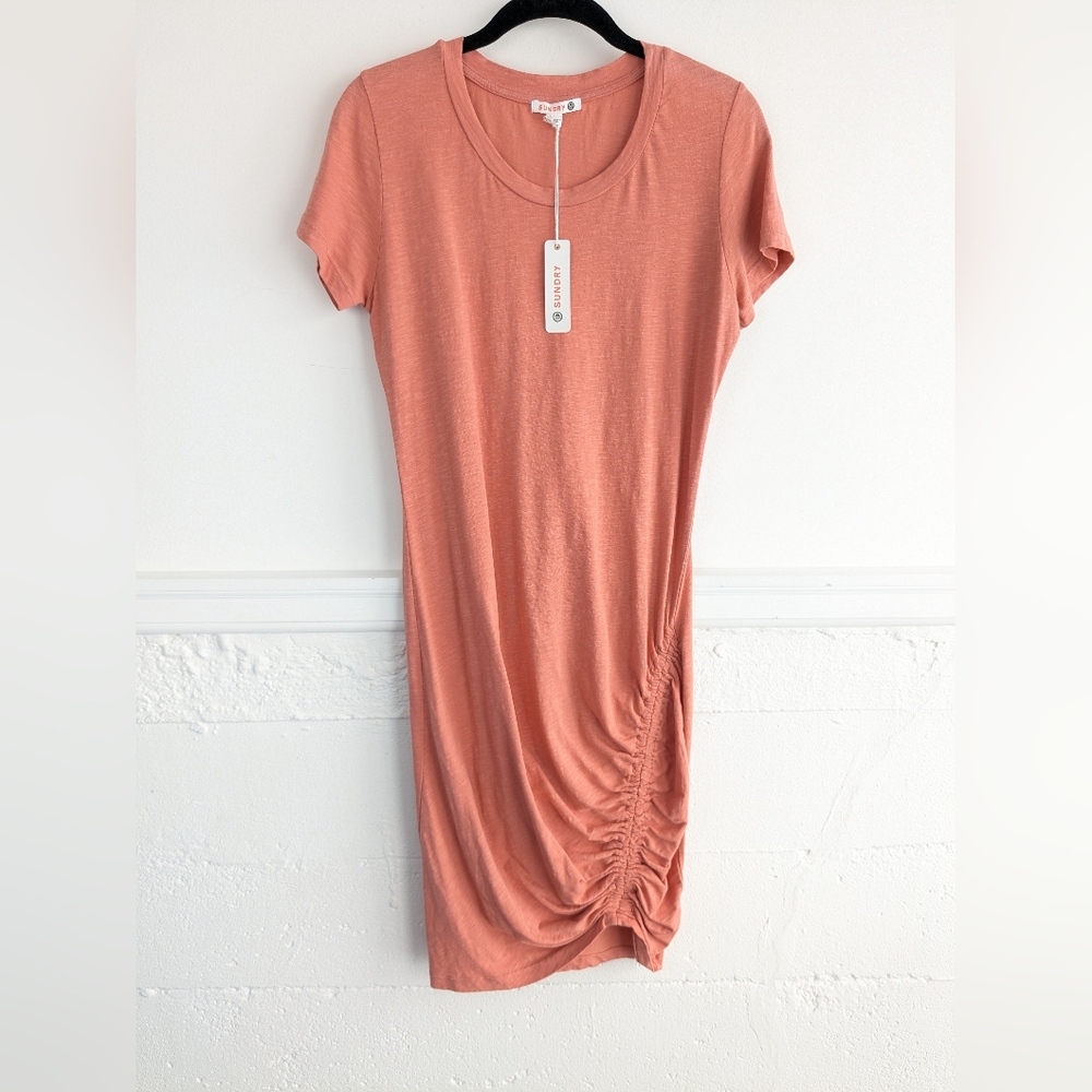 Sundry • Coral Ruched T-Shirt Dress